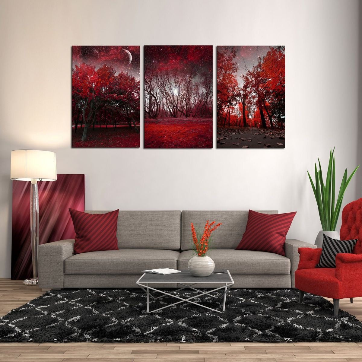 Red Tress Wall Art