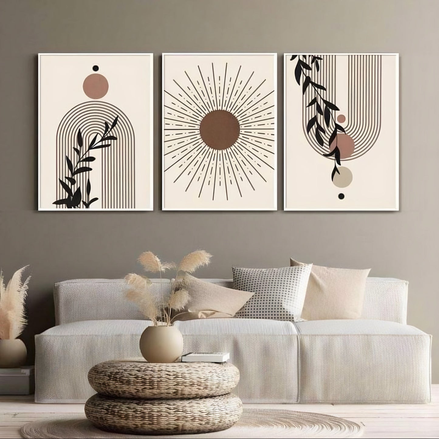 Brown Abstract Sun Wall Art