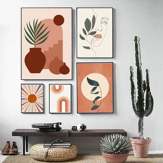 SET OF 5 (GIRLISH WITH ORANGE TONE ABSTRACT)